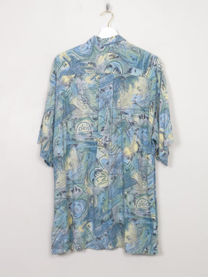 Men's Vintage Blue 80s Printed Shirt L