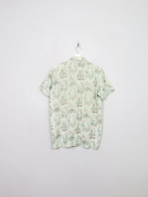 Men's Vintage Green Patterned Short Sleeved 60s Shirt M