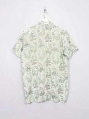 Men's Vintage Green Patterned Short Sleeved 60s Shirt M