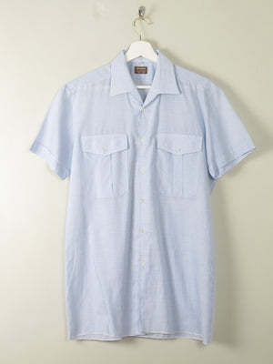 Men's Blue Vintage Shirt M - The Harlequin