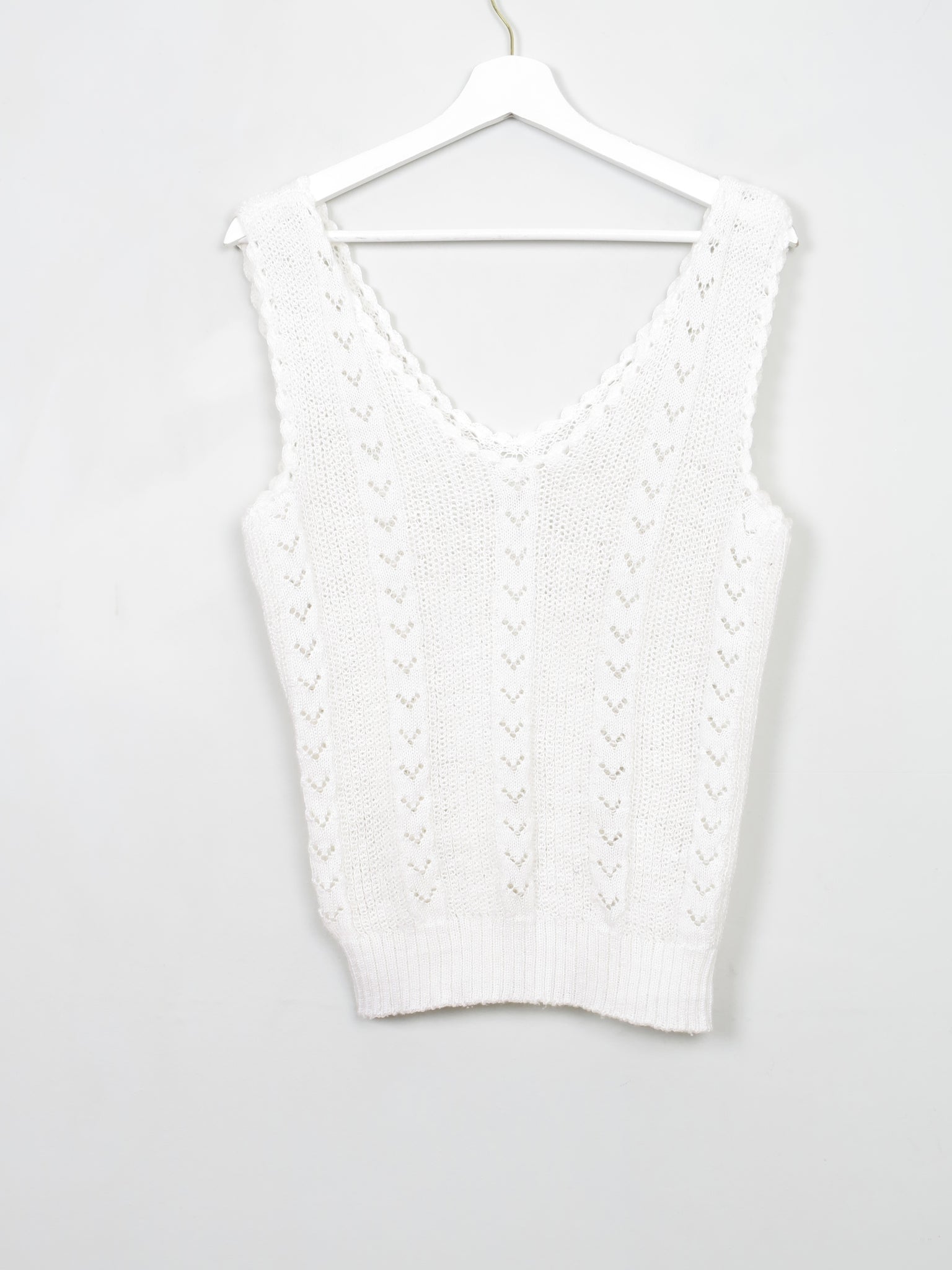 Women's Vintage Cream Crochet Top M/L