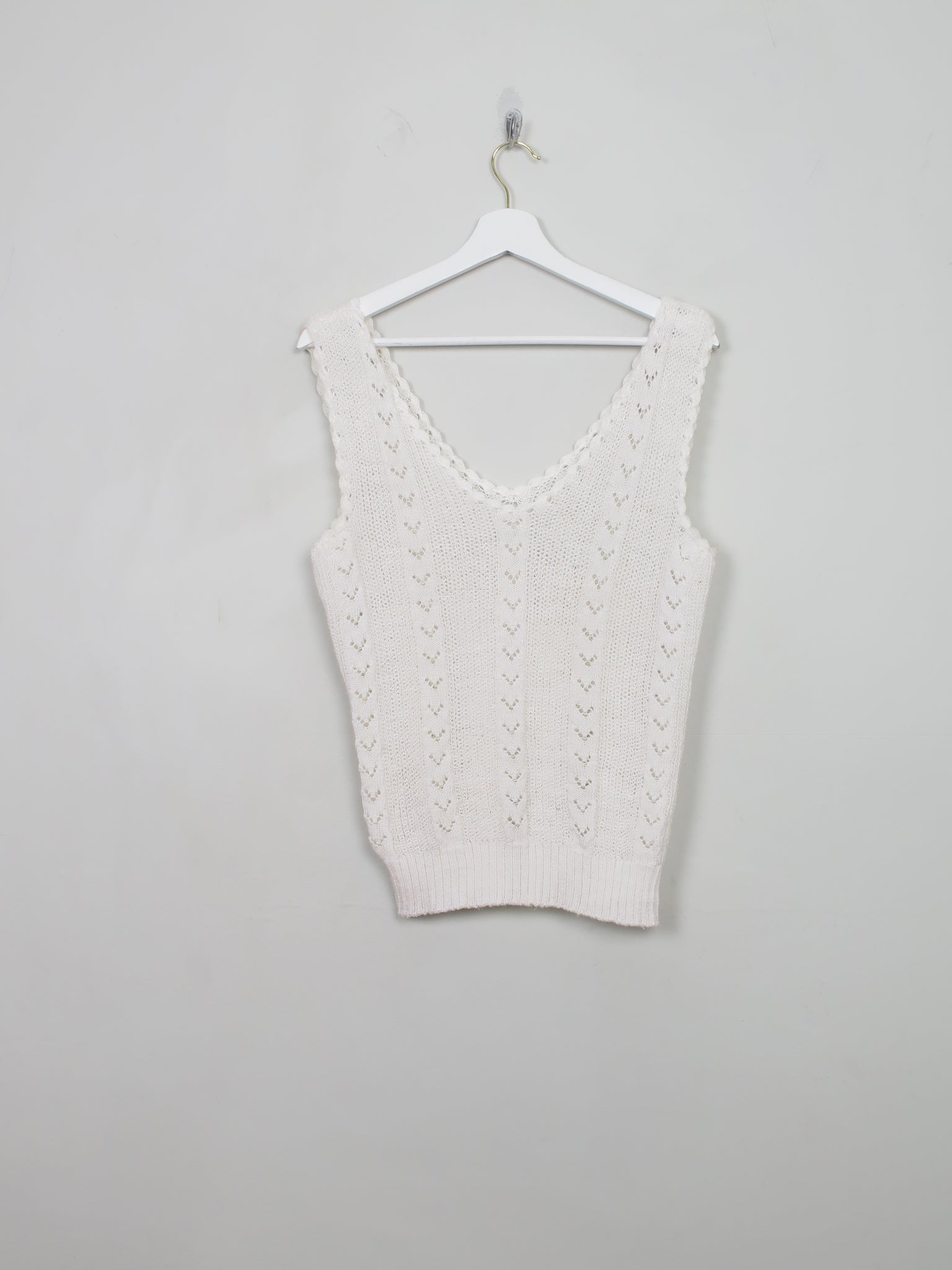 Women's Vintage Cream Crochet Top M/L