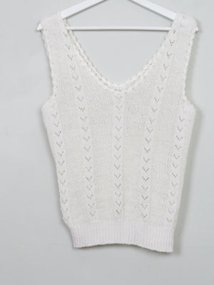 Women's Vintage Cream Crochet Top M/L
