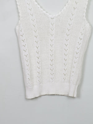 Women's Vintage Cream Crochet Top M/L