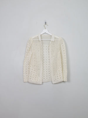 Women's Vintage Crochet Bolero 70s Jacket/Cardigan S/M