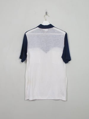 Men's 70s Stretchy Navy & Cream Polo Top S/M