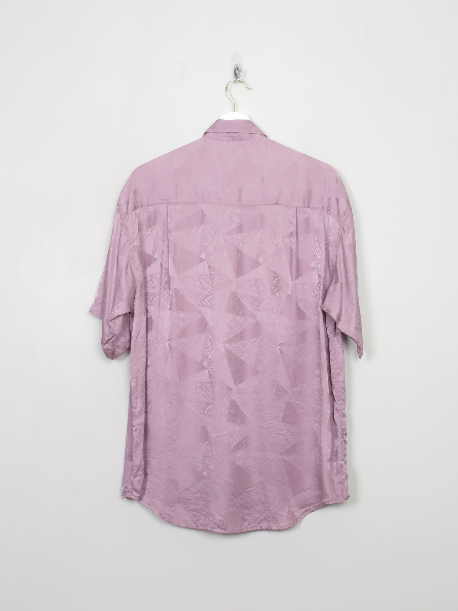 Me's Vintage Jacquard Silk Lilac Short Sleeved Shirt M