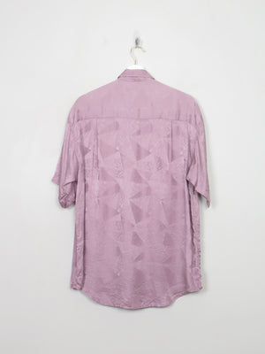 Me's Vintage Jacquard Silk Lilac Short Sleeved Shirt M