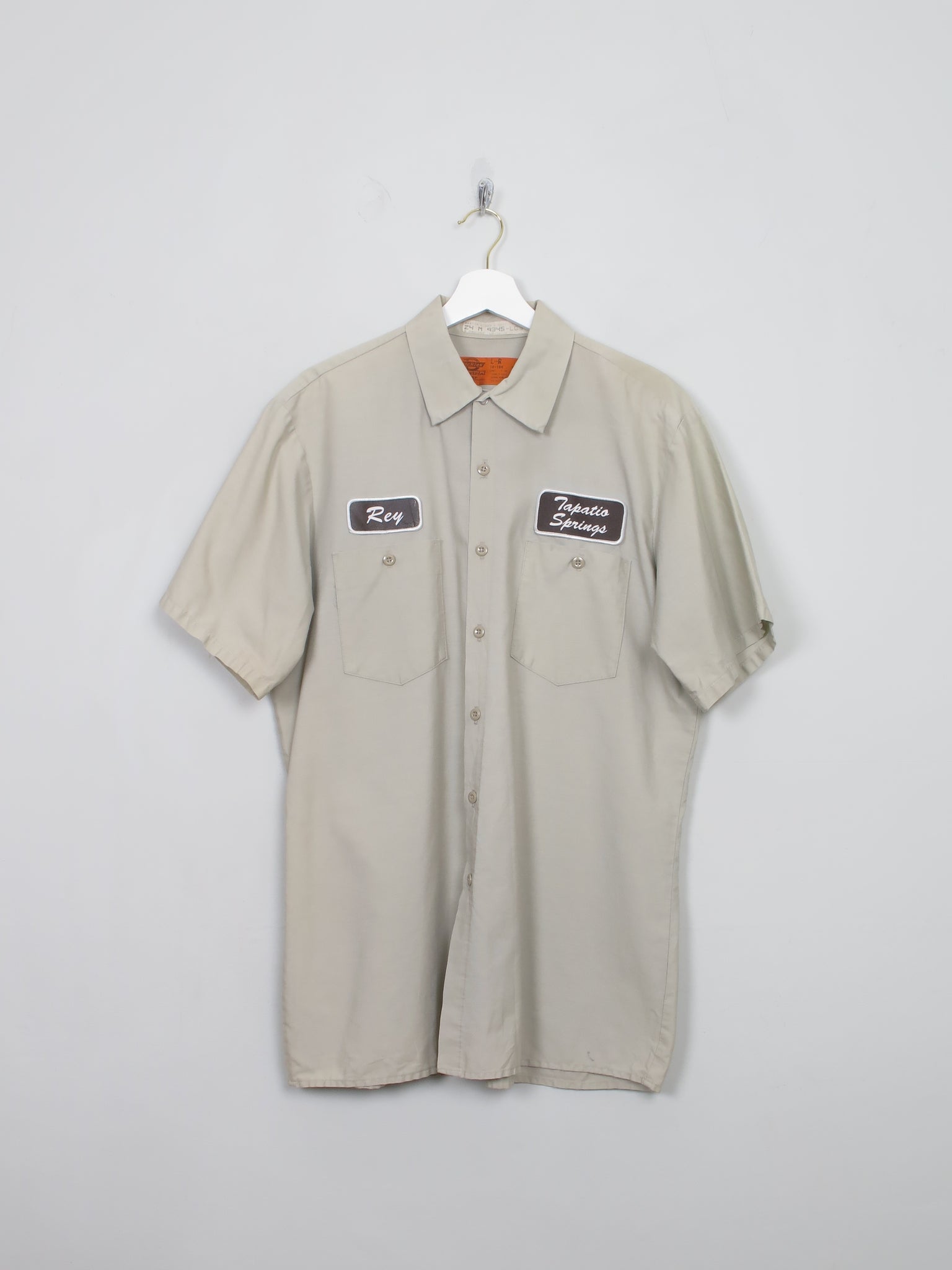 Men';s Vintage Dickies Khaki Work Shirt L