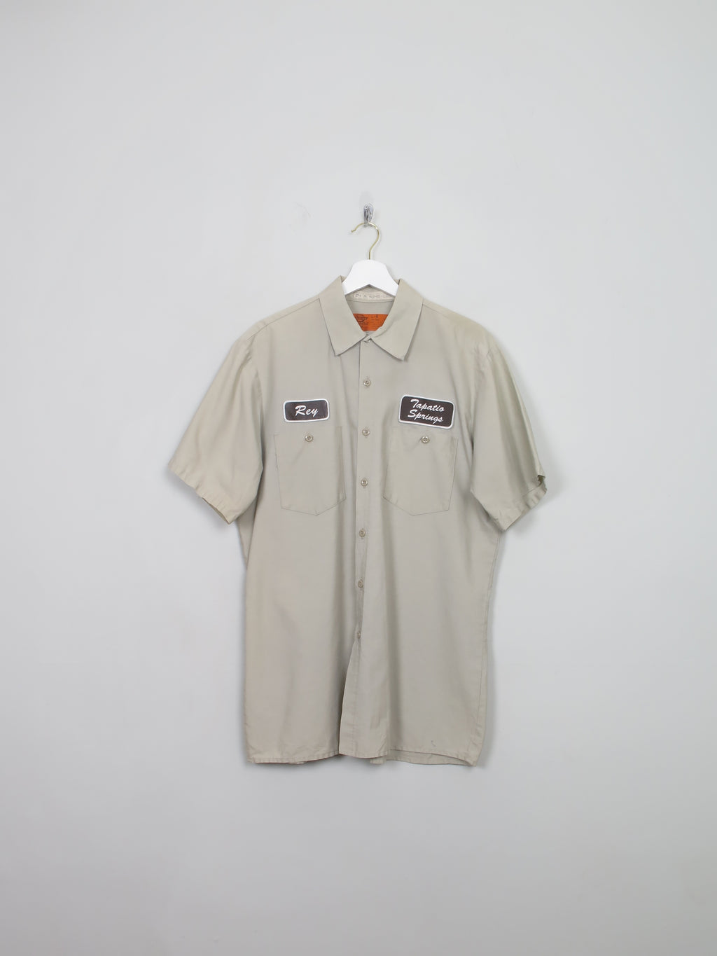 Men';s Vintage Dickies Khaki Work Shirt L