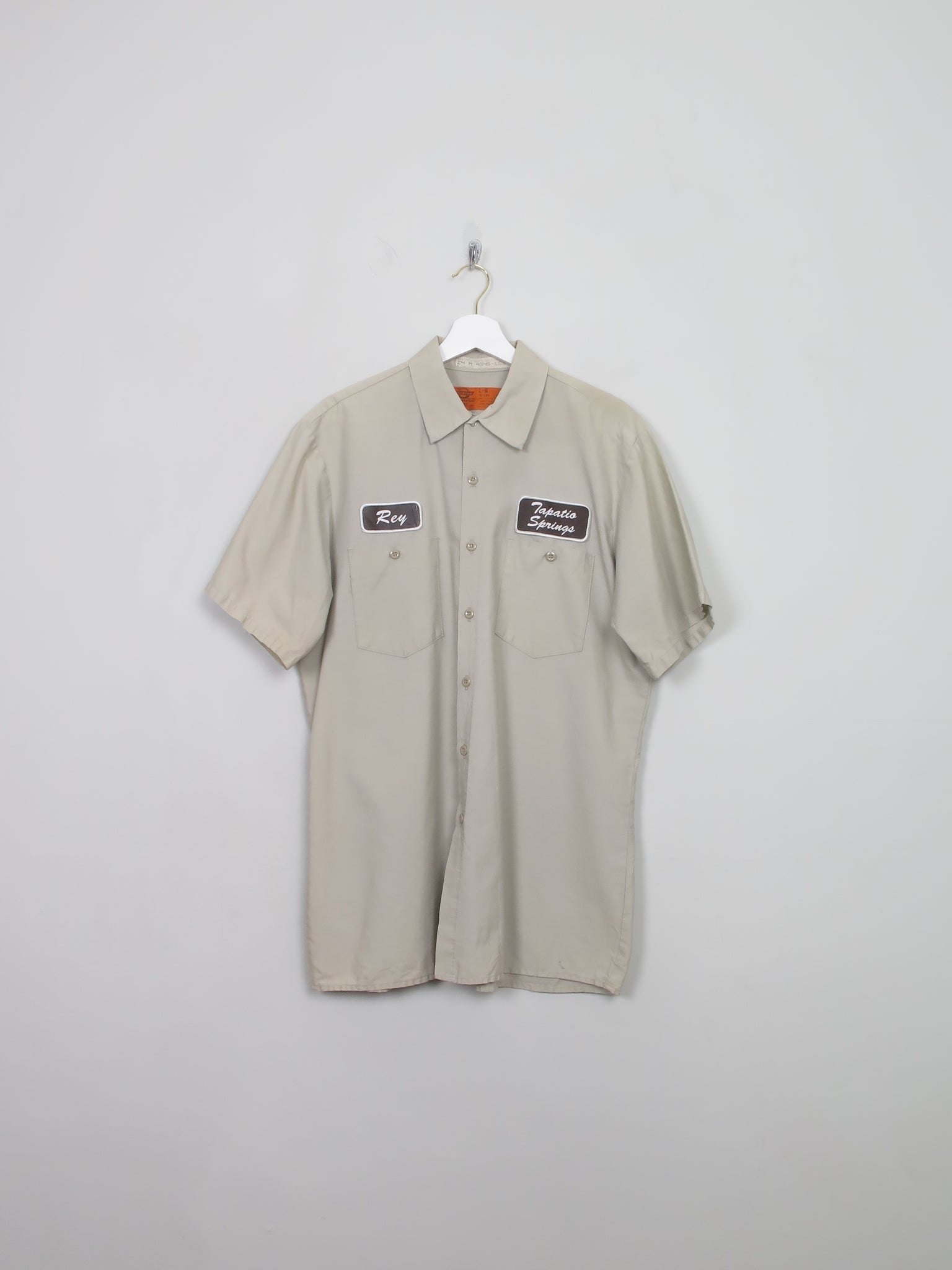 Men';s Vintage Dickies Khaki Work Shirt L
