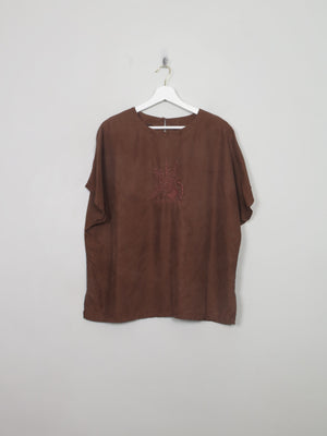 Women's Vintage Brown Silk Top M/L