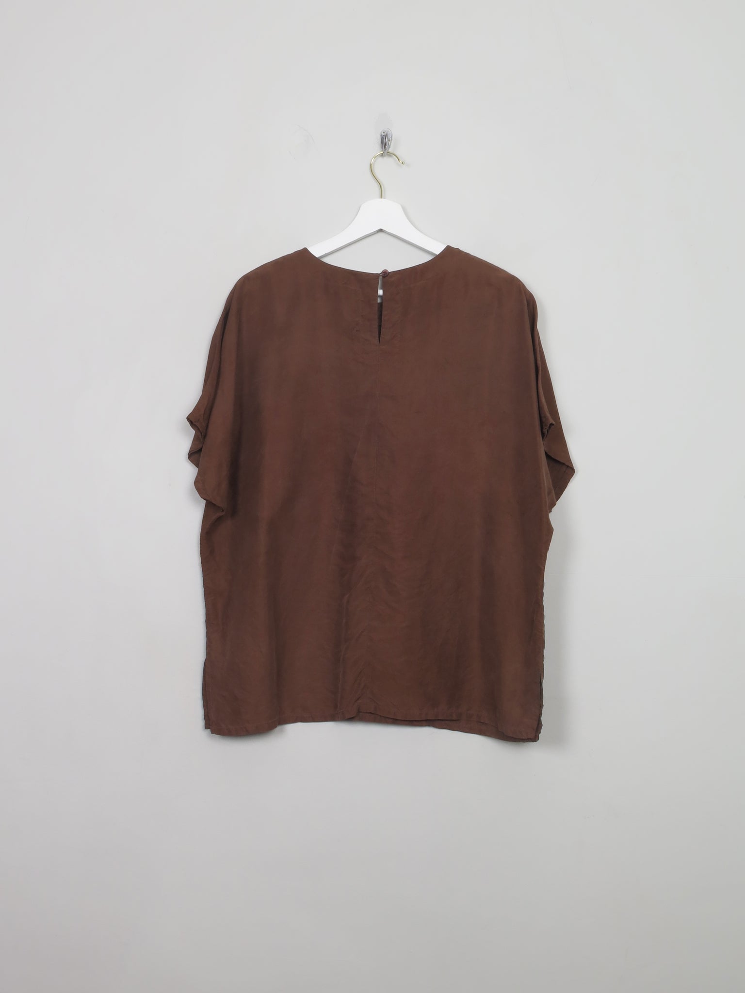 Women's Vintage Brown Silk Top M/L