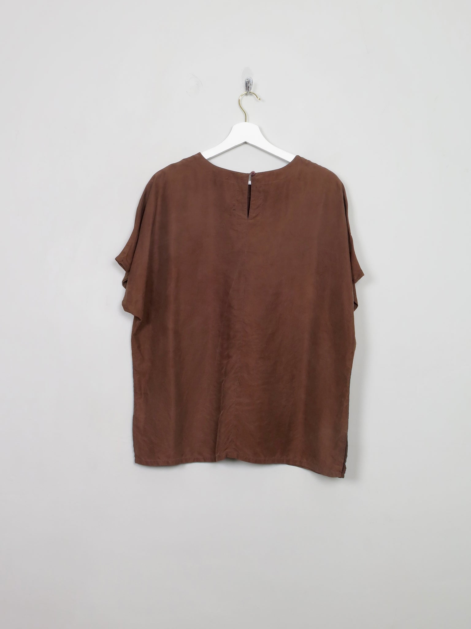 Women's Vintage Brown Silk Top M/L