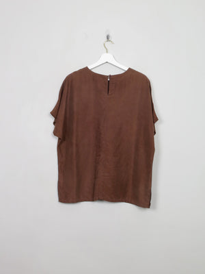 Women's Vintage Brown Silk Top M/L
