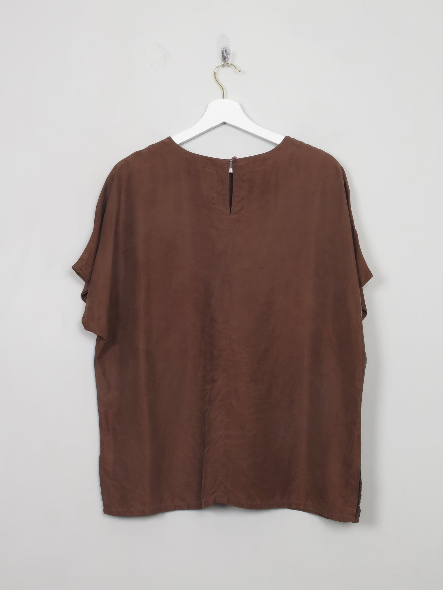 Women's Vintage Brown Silk Top M/L