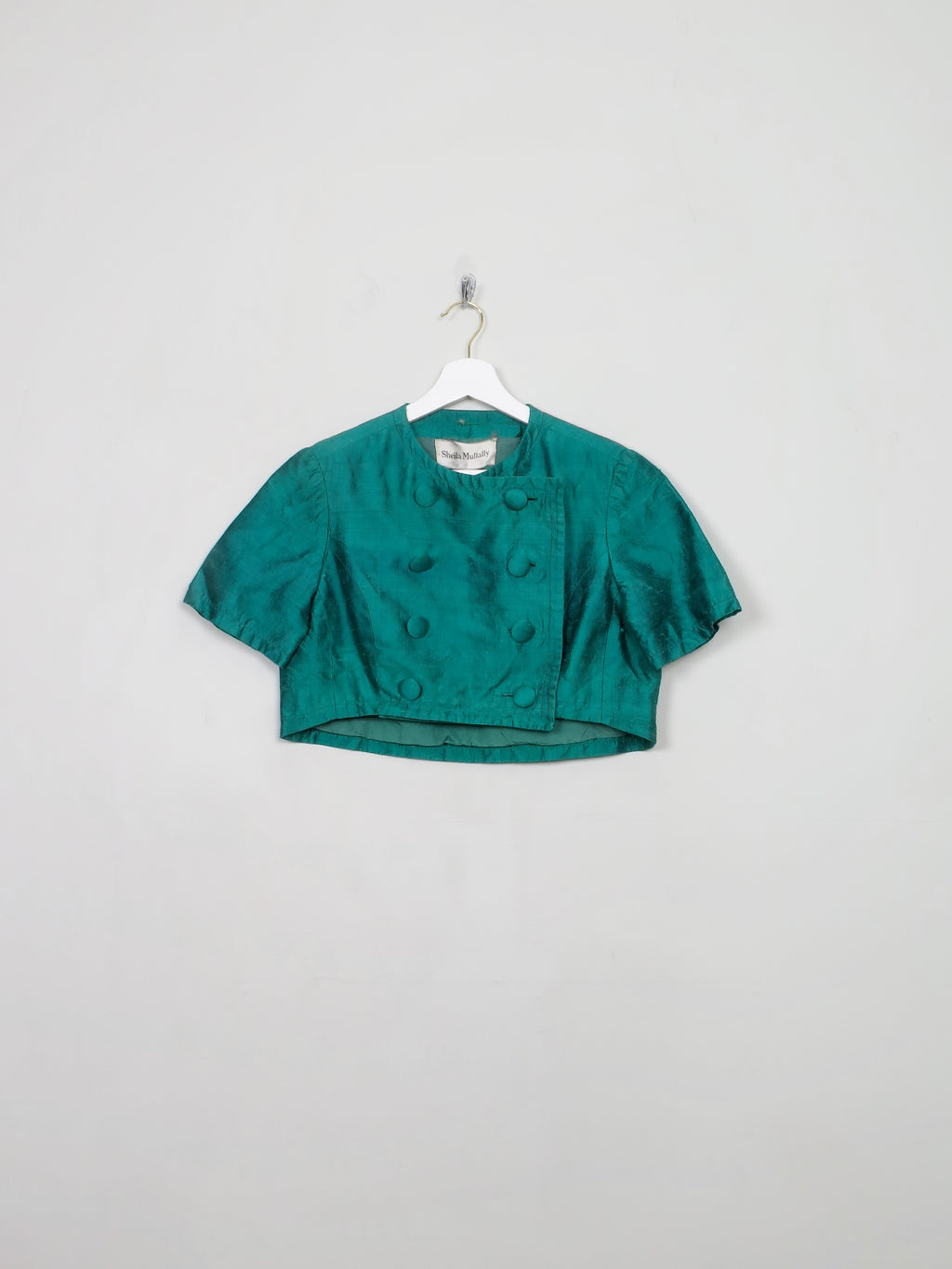 Women's Vintage Green Cropped  Silk Jacket By Shelia Mullally S/M
