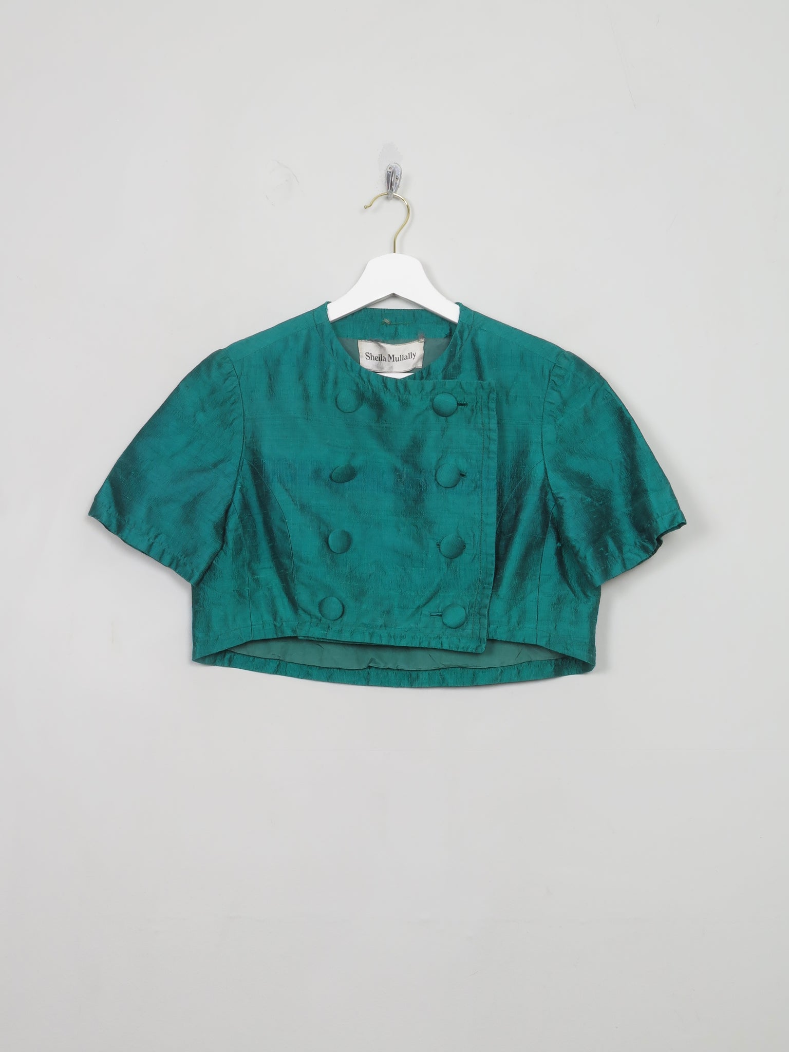 Women's Vintage Green Cropped  Silk Jacket By Shelia Mullally S/M