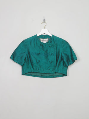 Women's Vintage Green Cropped  Silk Jacket By Shelia Mullally S/M