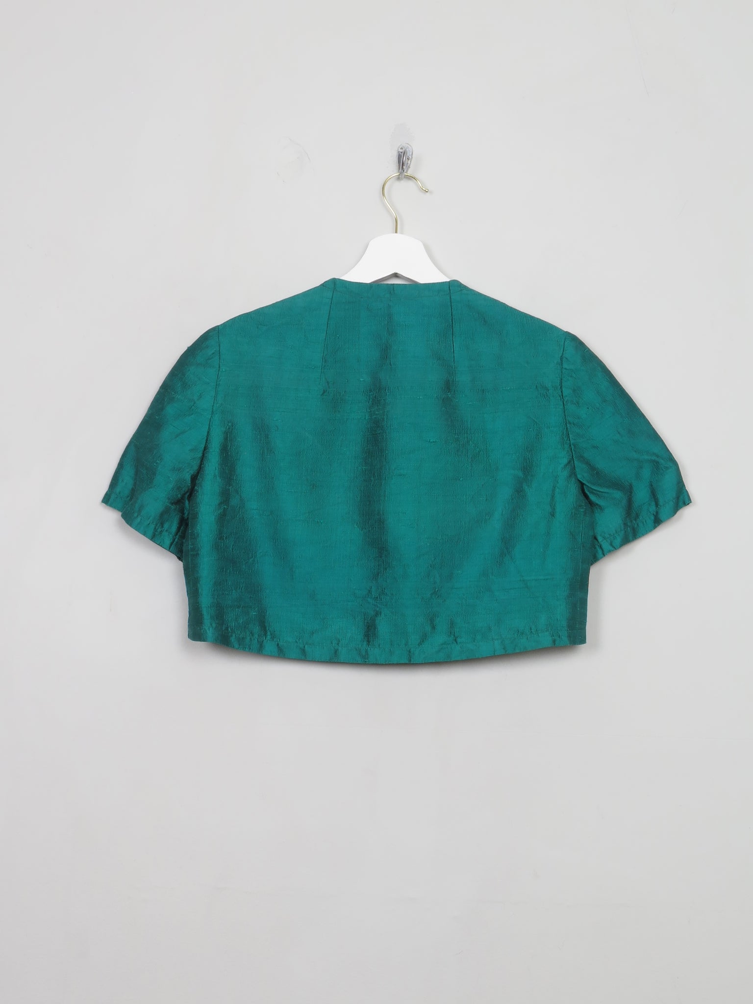 Women's Vintage Green Cropped  Silk Jacket By Shelia Mullally S/M