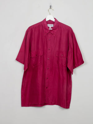 Men's Vintage Pink Silk Shirt Short Sleeved XL