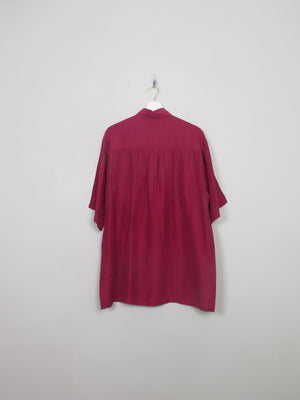 Men's Vintage Pink Silk Shirt Short Sleeved XL