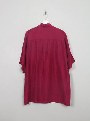 Men's Vintage Pink Silk Shirt Short Sleeved XL