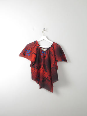 Women's Vintage Red & Wine Top S/M - The Harlequin