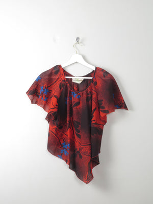 Women's Vintage Red & Wine Top S/M - The Harlequin