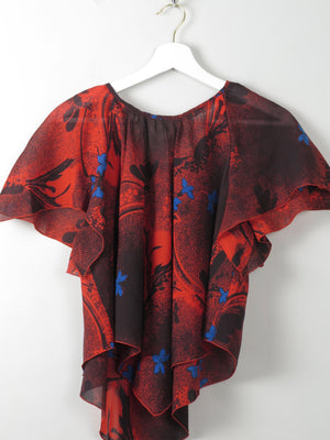 Women's Vintage Red & Wine Top S/M - The Harlequin