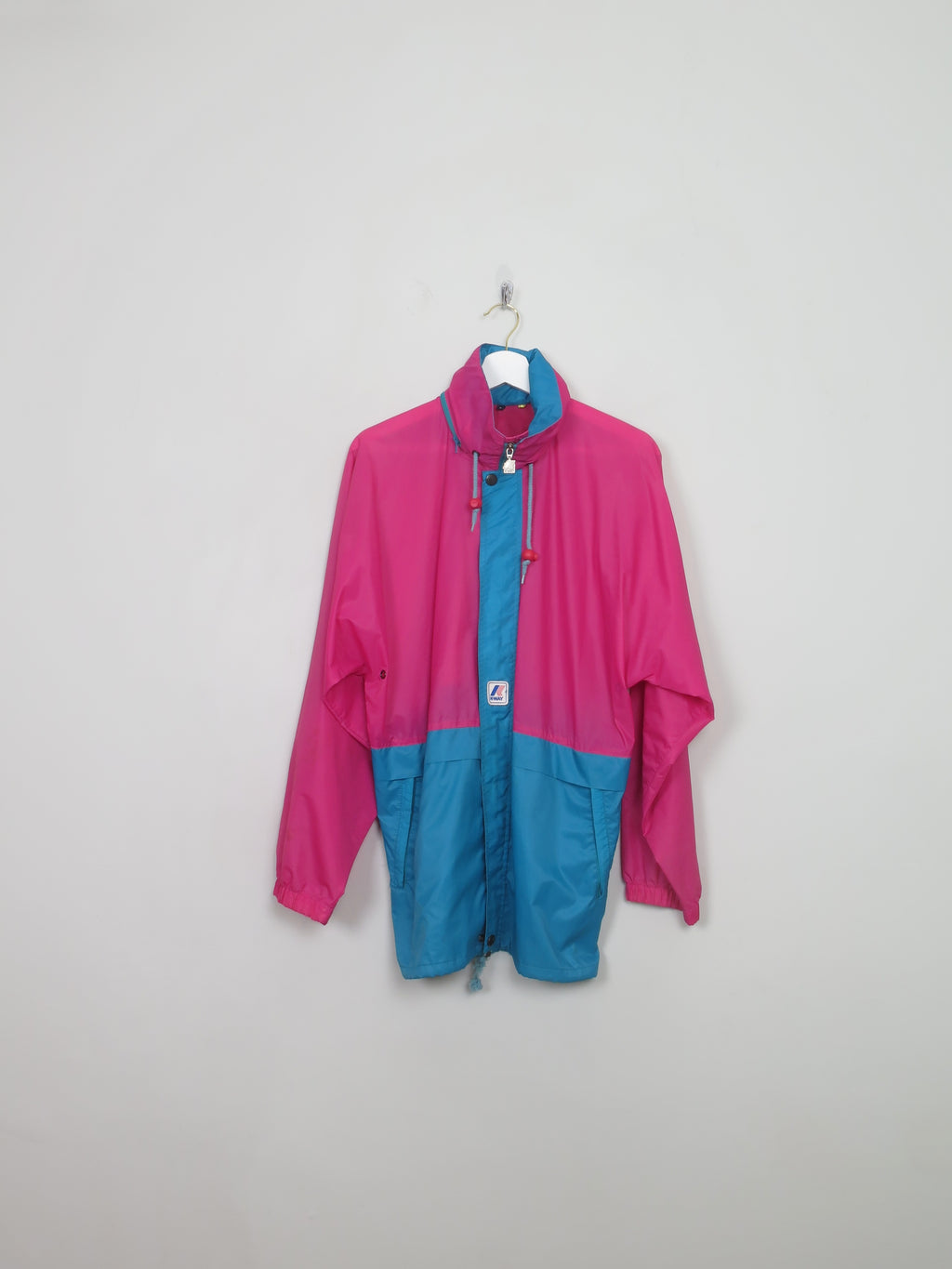Men's Vintage Pink & Green K-Way Jacket S/M