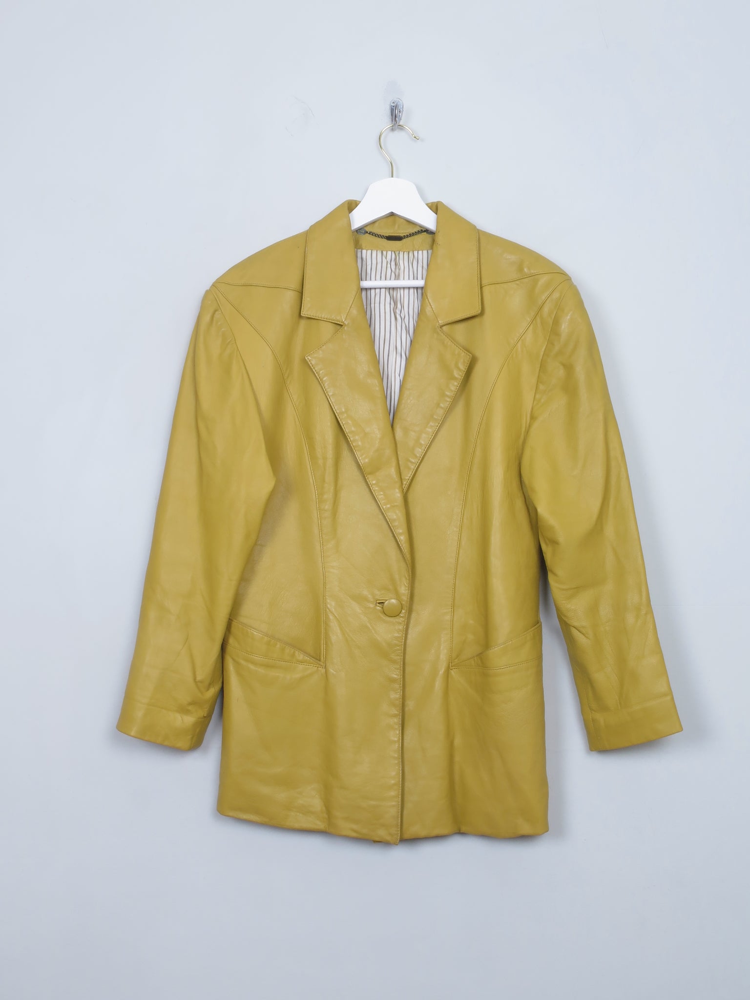 Women's Vintage Mustard 80s Leather Jacket S/M