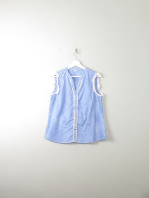 Women's Vintage Gingham Sleeveless Blouse M/L - The Harlequin