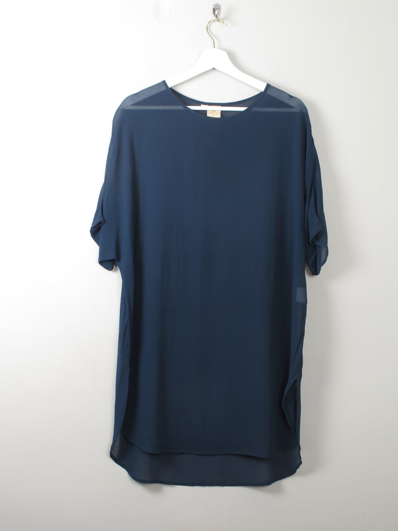 Women's Silk Petrol Blue Sheer Tunic M/L - The Harlequin