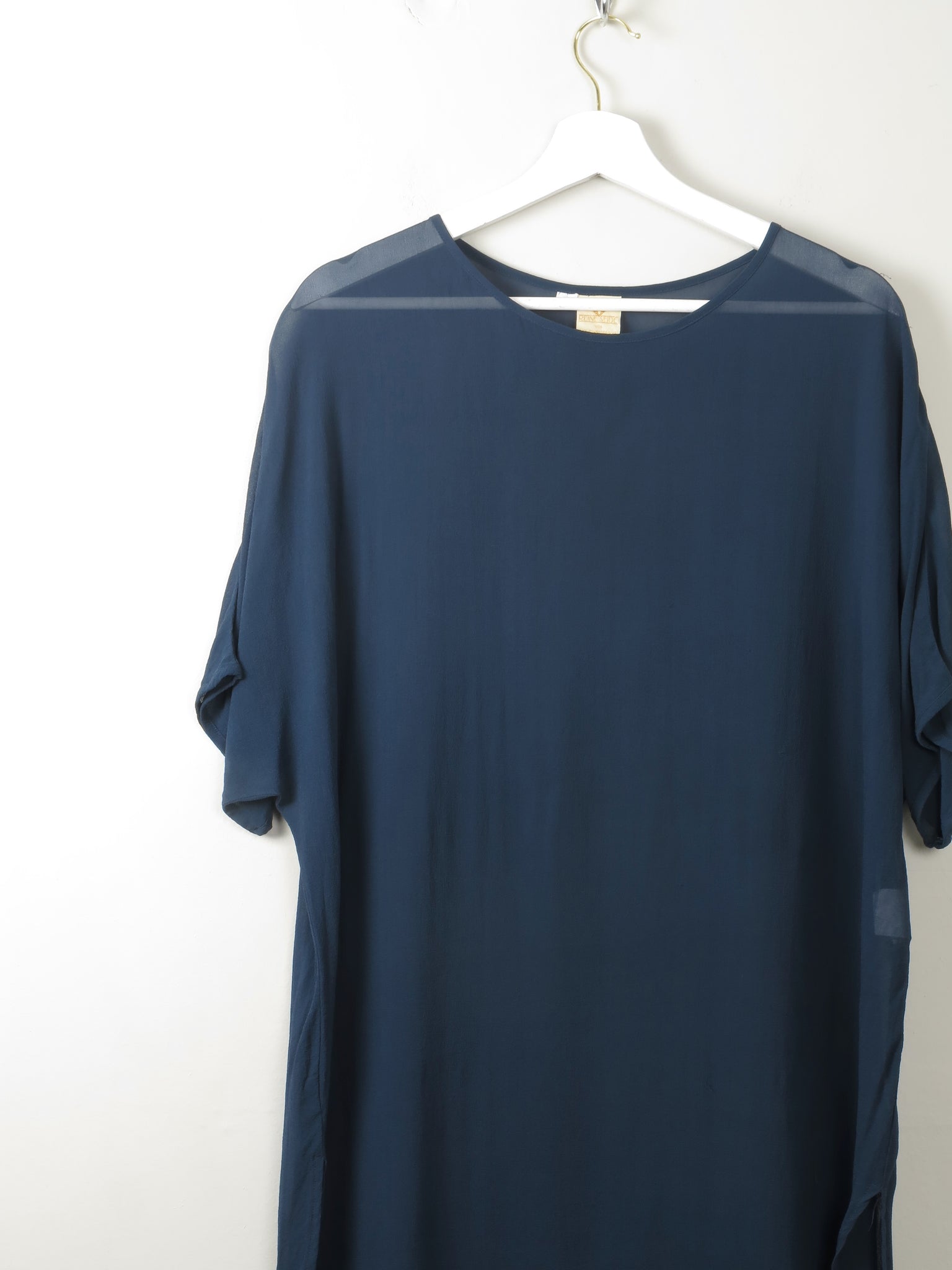 Women's Silk Petrol Blue Sheer Tunic M/L - The Harlequin