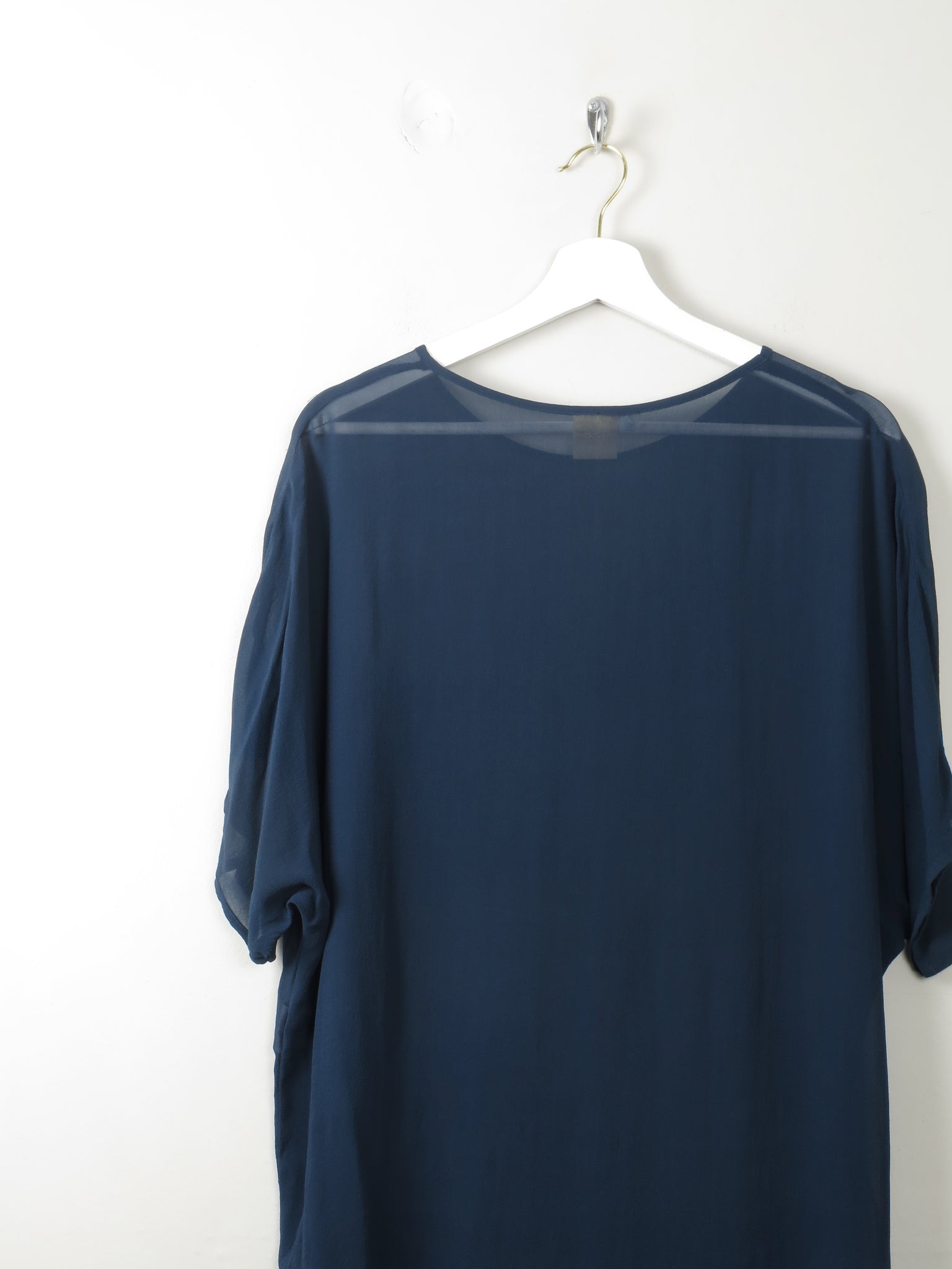 Women's Silk Petrol Blue Sheer Tunic M/L - The Harlequin