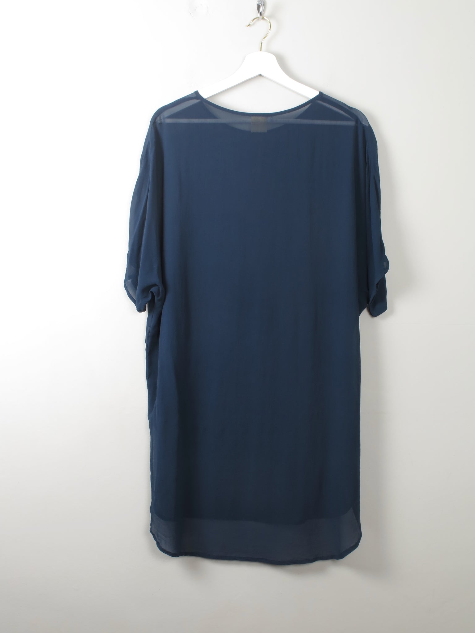 Women's Silk Petrol Blue Sheer Tunic M/L - The Harlequin