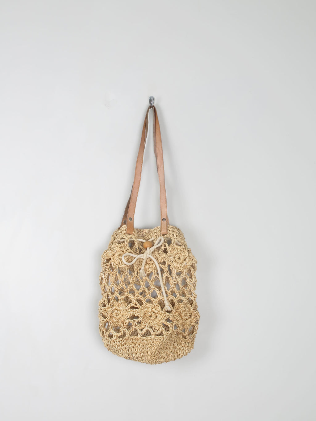 1970s Crochet Straw Bag
