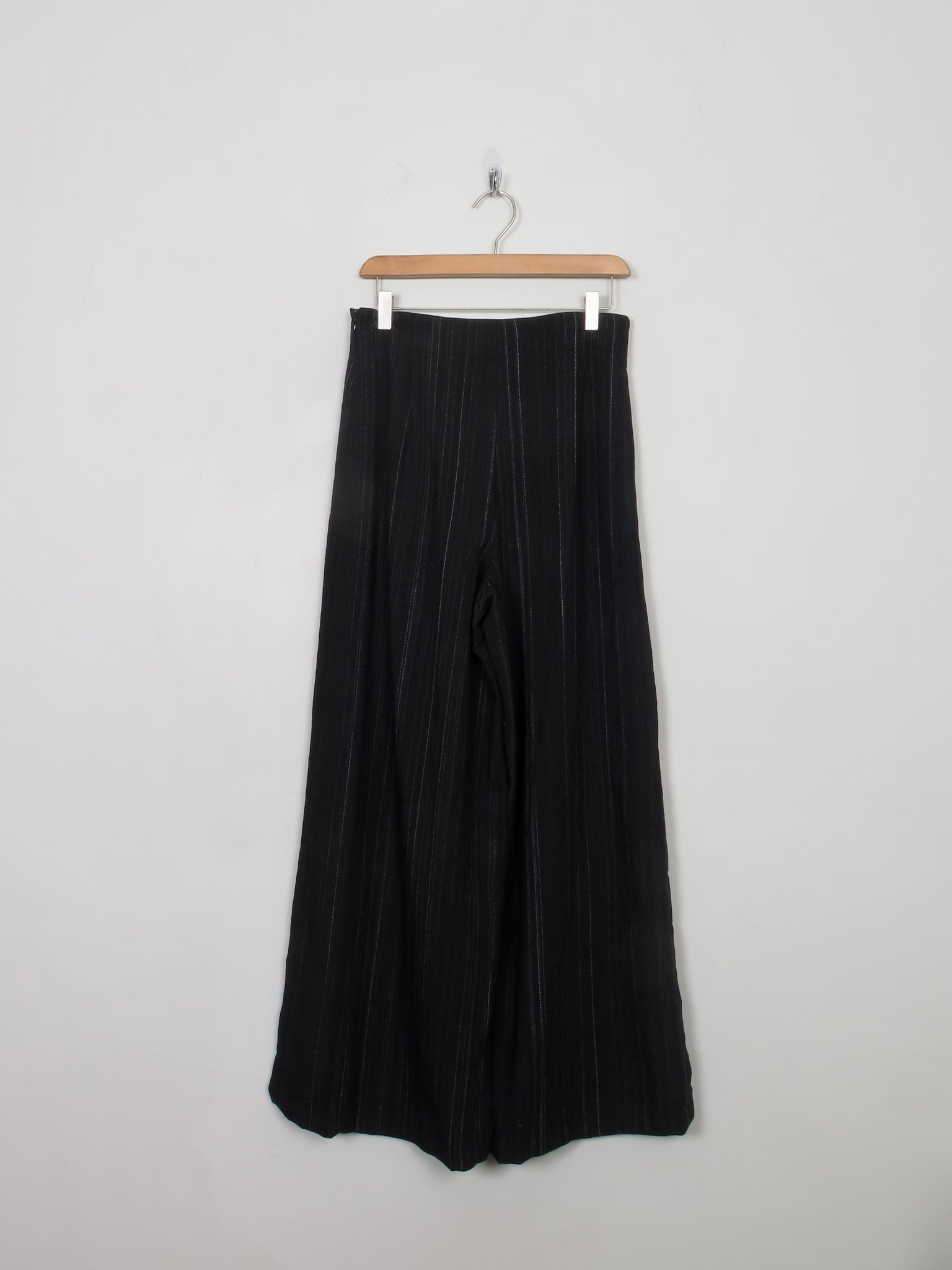 Women's Ischoko Wide Leg Black Pinstripe Trousers S