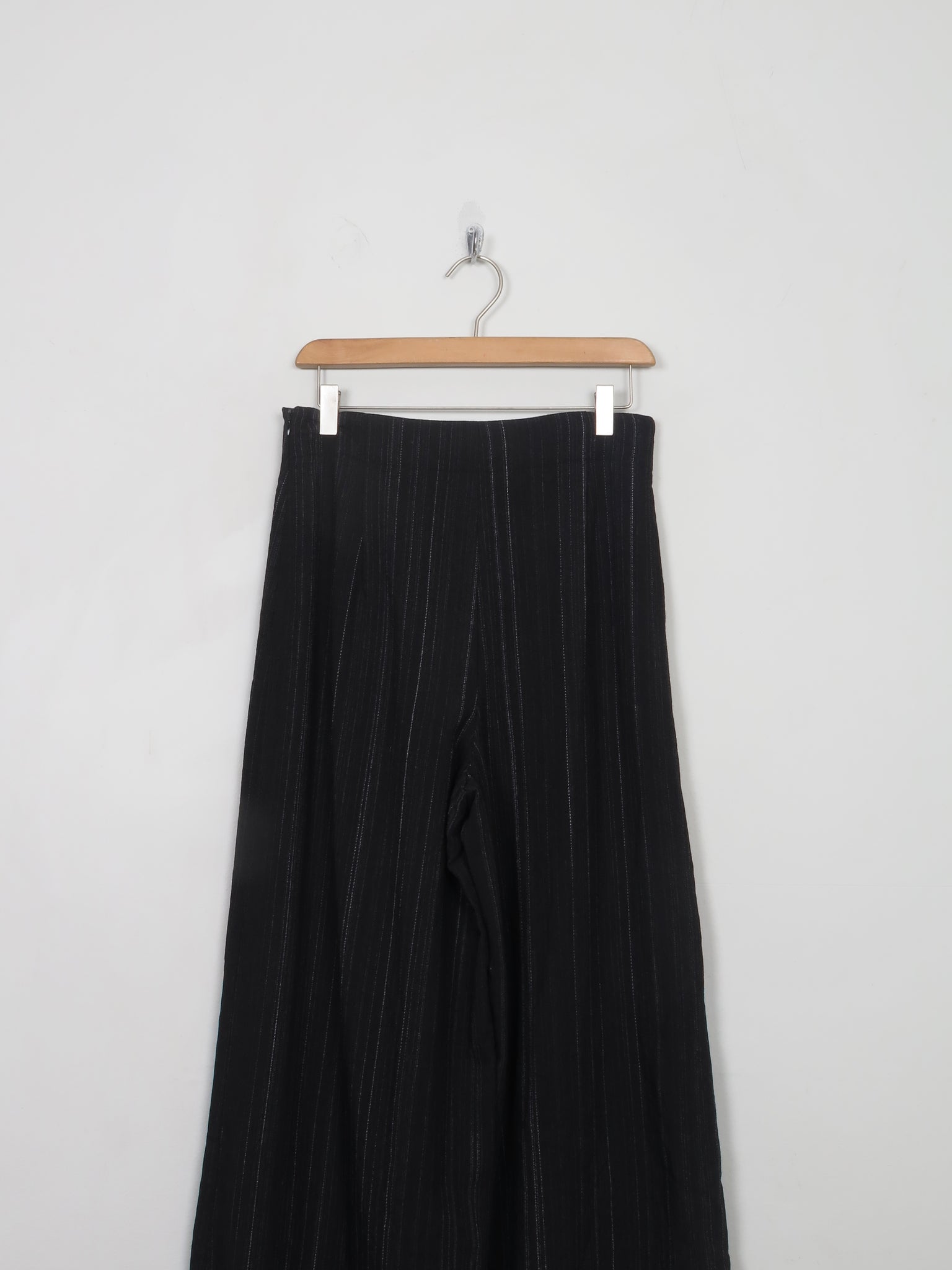 Women's Ischoko Wide Leg Black Pinstripe Trousers S