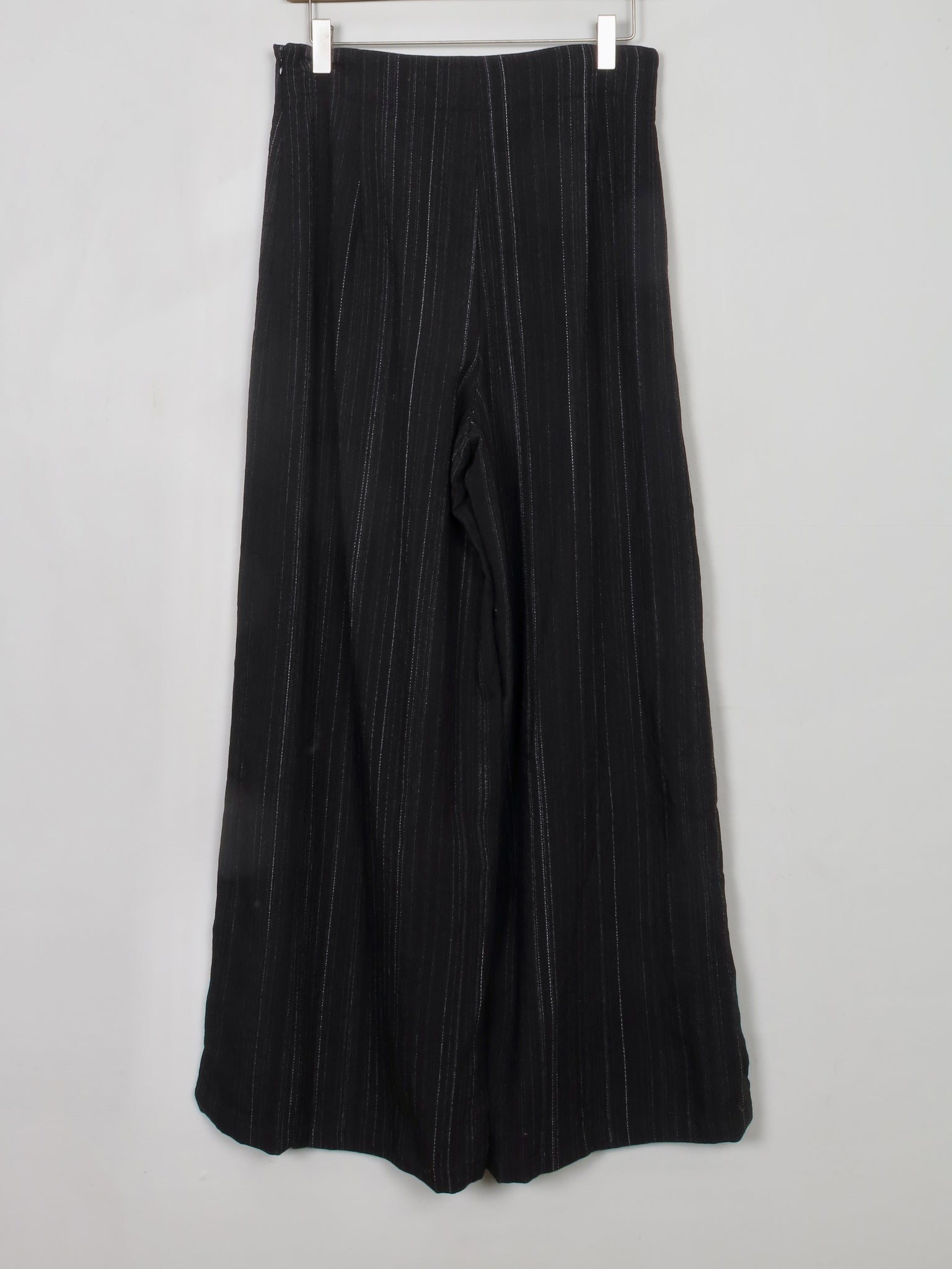 Women's Ischoko Wide Leg Black Pinstripe Trousers S
