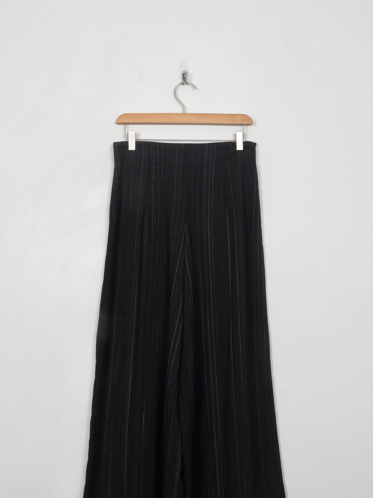 Women's Ischoko Wide Leg Black Pinstripe Trousers S