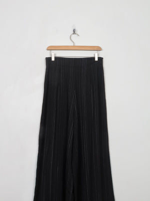 Women's Ischoko Wide Leg Black Pinstripe Trousers S