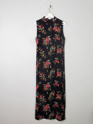Black Printed Vintage Asian Style Dress M/L