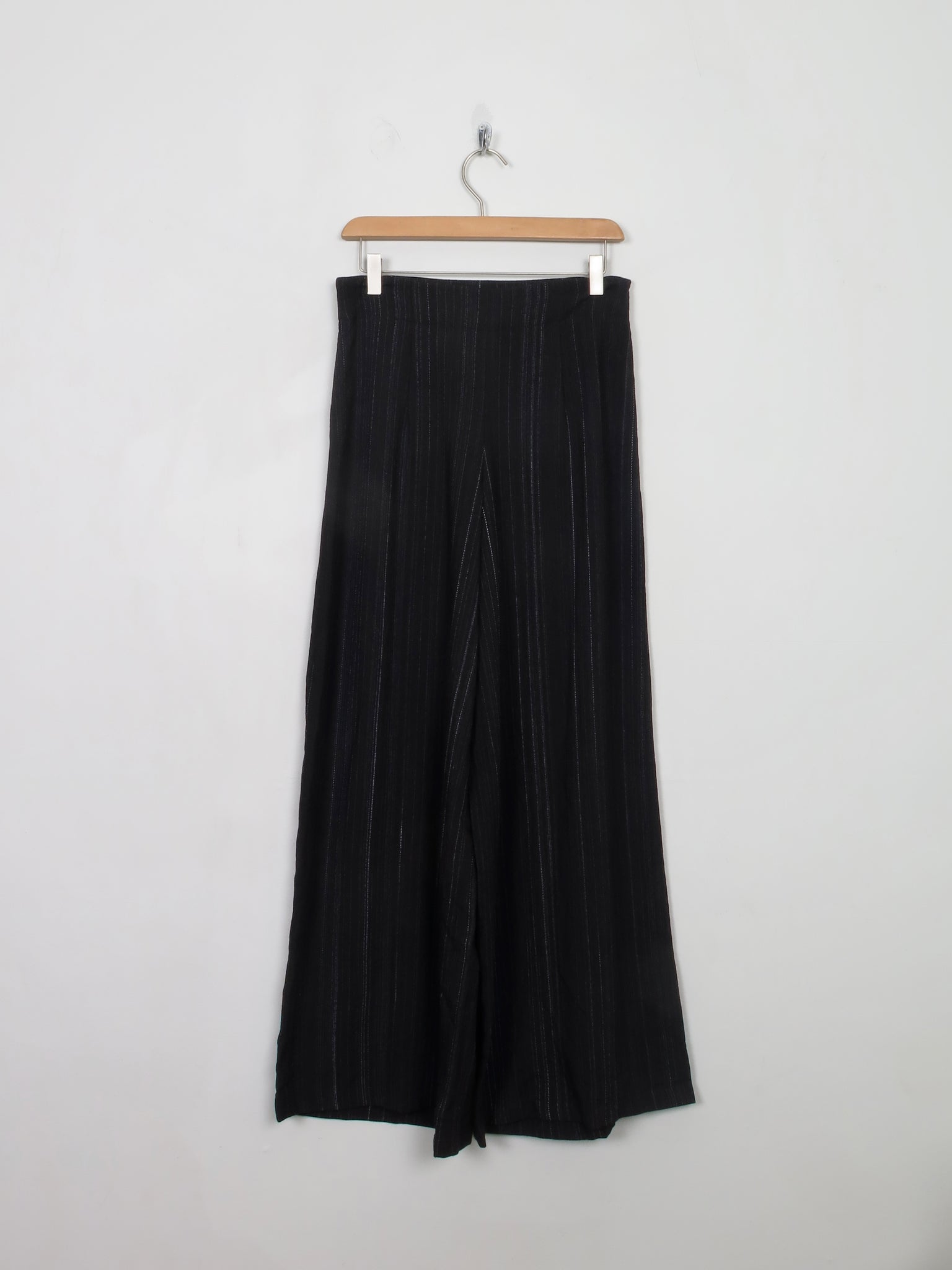 Women's Ischoko Wide Leg Black Pinstripe Trousers S