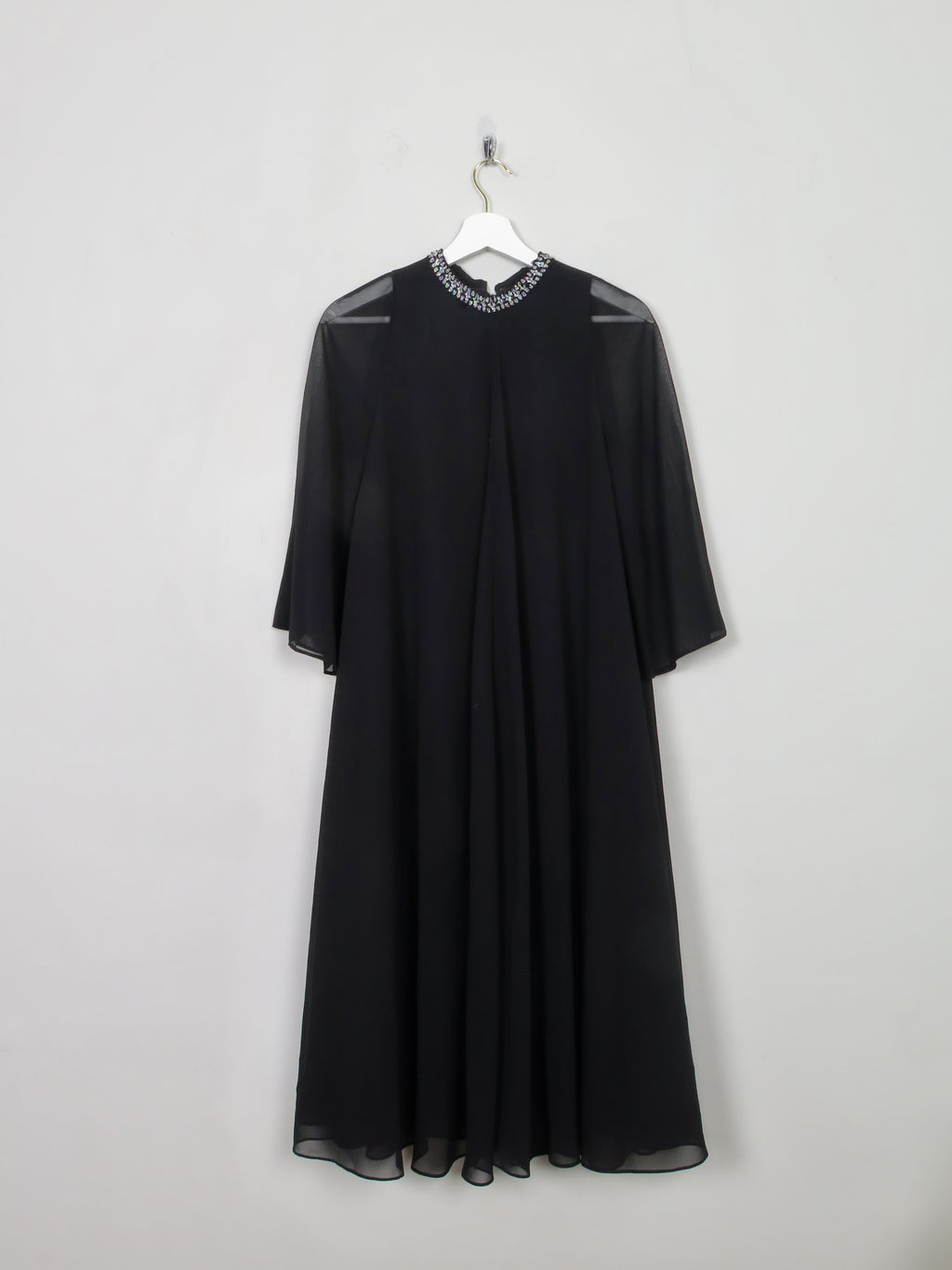Vintage Black Floaty Midi Length Evening Dress By Roter Couture XS