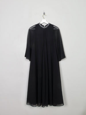 Vintage Black Floaty Midi Length Evening Dress By Roter Couture XS - The Harlequin