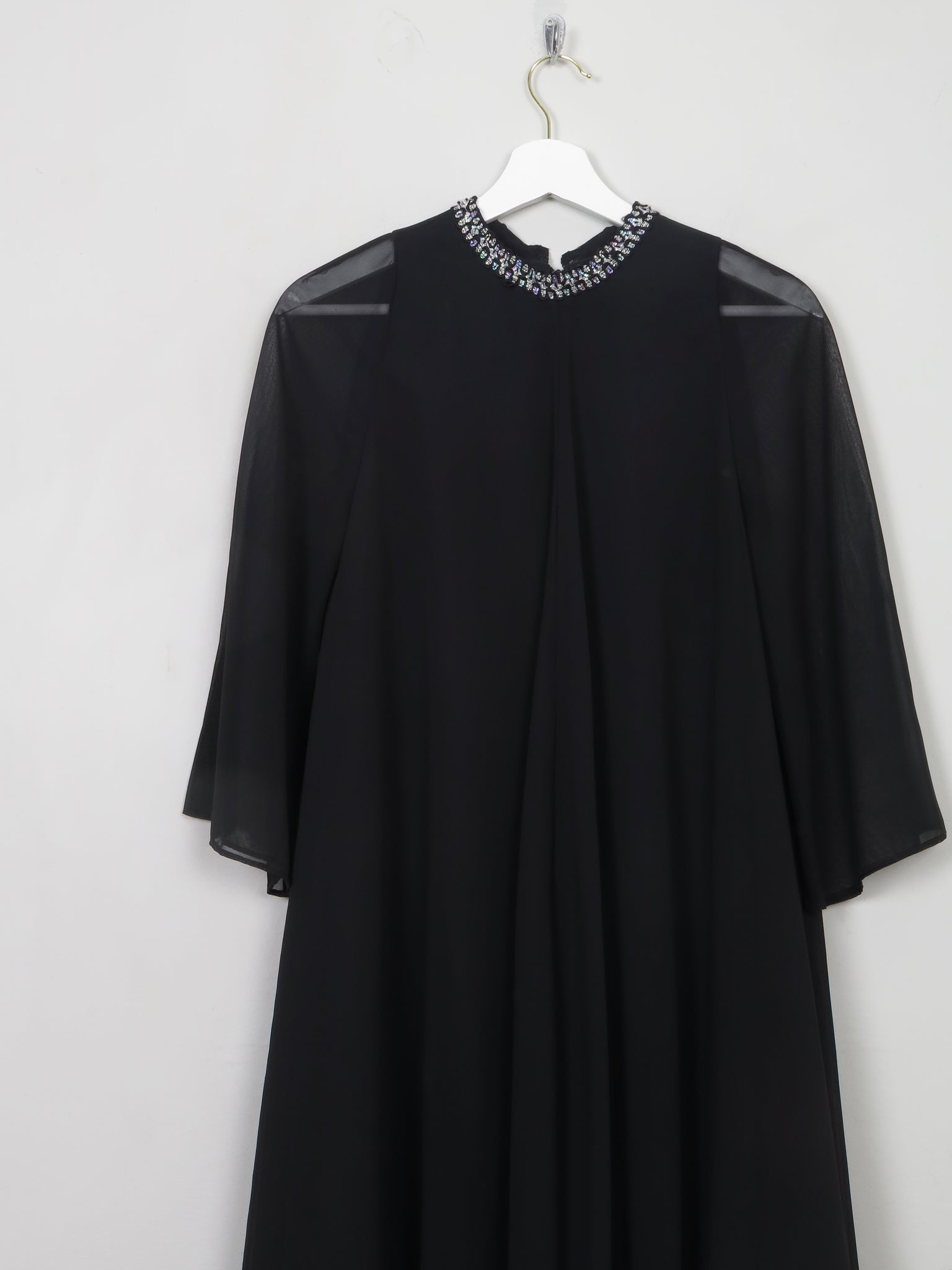 Vintage Black Floaty Midi Length Evening Dress By Roter Couture XS - The Harlequin
