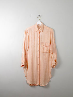 Women's Vintage Peach Silk Long Blouse S - The Harlequin