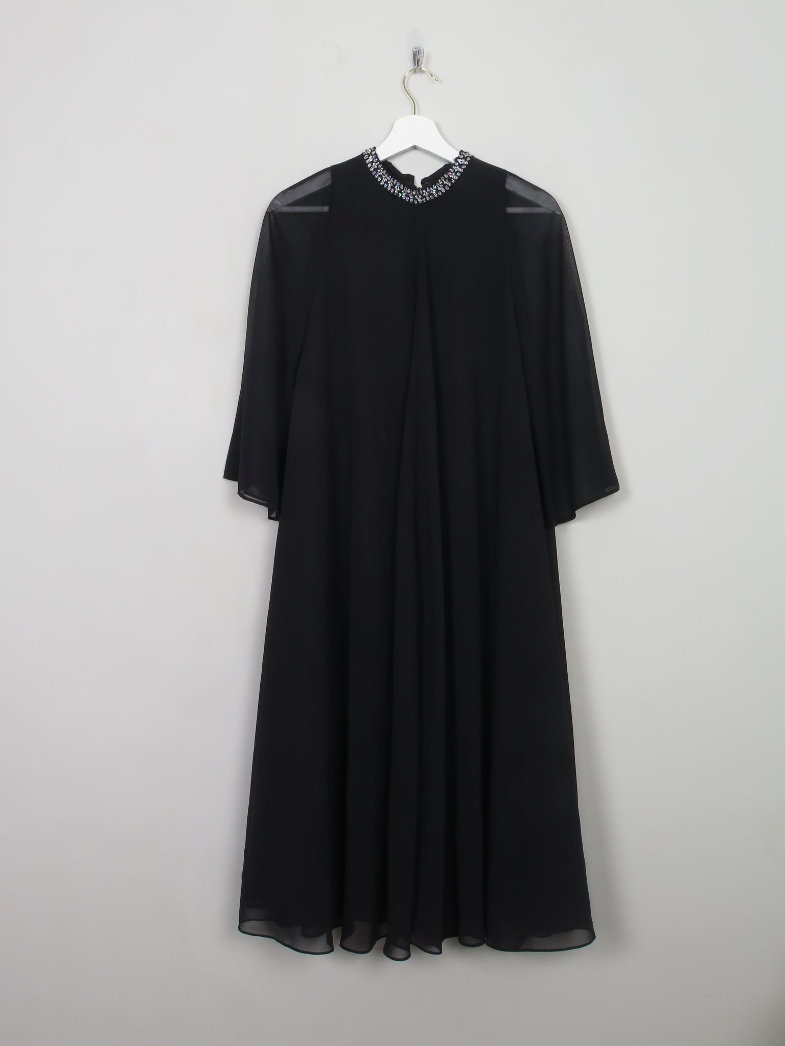 Vintage Black Floaty Midi Length Evening Dress By Roter Couture XS - The Harlequin